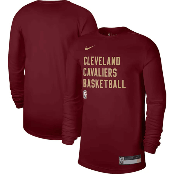 Men's Cleveland Cavaliers Wine 2023/24 Legend On-Court Practice Long Sleeve T-Shirt